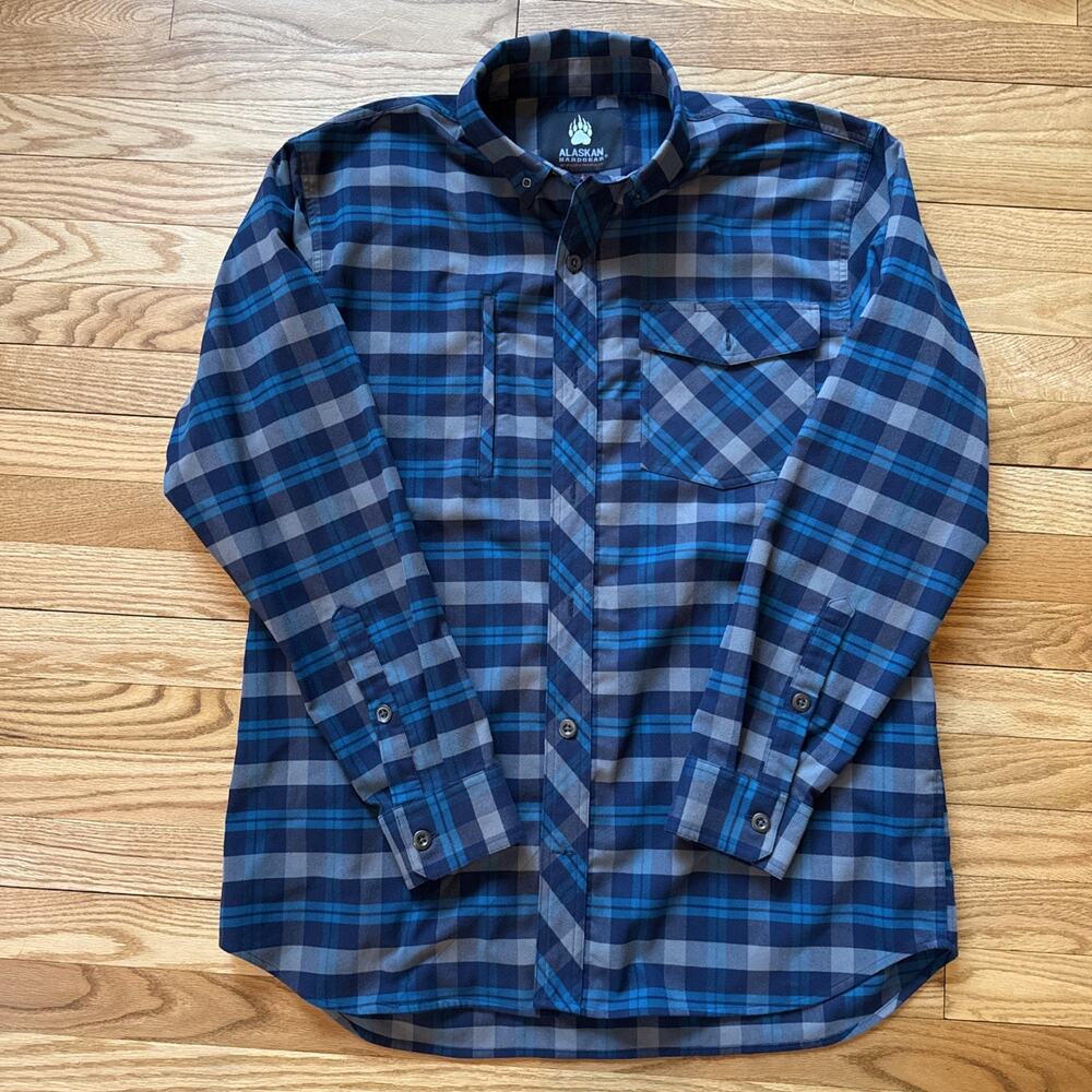 Duluth Trading Alaskan Hardgear Shirt Men Large Flannel Wool Blend Plaid Nice